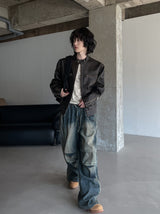Bleed Washed Leather Biker Jacket