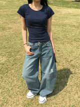 ジューシーデイリーUネック半袖Tシャツ (12c)
