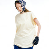 [UNISEX] WORLD PEACE Oversized Raw Edge Sleeveless T-Shirt (Beige)