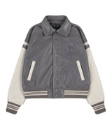 [NF] MALLOW VARSITY LEATHER JACKET (GRAY)_F23ZA939