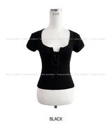 ミュートリボンキャップスリーブTシャツ