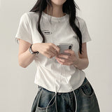 Olling ロゴサイドシャーリングスリムフィット半袖Tシャツ
