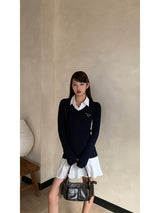 Navy Blue Collar Shirt Dress