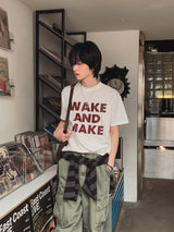 メイクレタリングプリントショートスリーブTシャツ