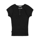 SIDE BUCKLE RIBBED TEE (CHARCOAL) F25QB110