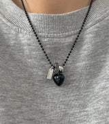 blo black chic stainless steel bold heart county line layered long necklace