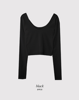 Modal Soft U-neck Crop Long Sleeve T-shirt (3color)
