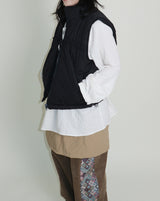 Teddy Ribbon Knot High Neck Cropped Padded Vest (6 ounces)