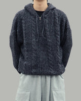 Noel Knit Hoodie Half Zip Up (Charcoal)