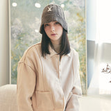 VA Applique Cable Knit Bucket Hat / Brown