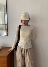 ミフコラウンドカラー長袖Tシャツ