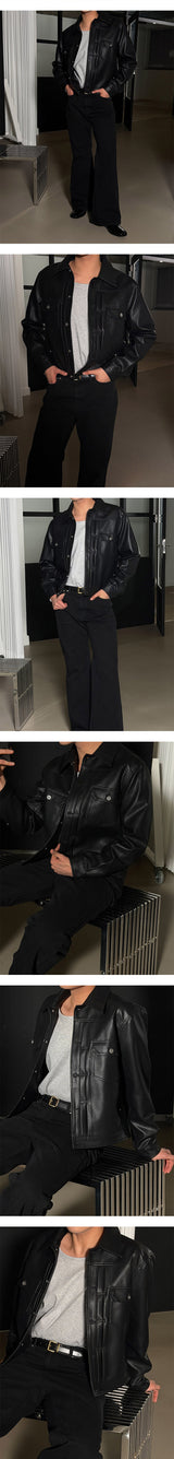 [NEW SEASON] Leather trucker jacket