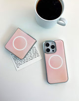[MADE]ピーチピンク シルバーエポキシ MagSafe iPhoneケース