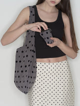 Big hobo bag - Black polka dot (Reversible) / Free Gift