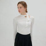 リボンカットアウトTシャツ WHITE