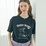 ハッピーバニーTシャツ - ブラック