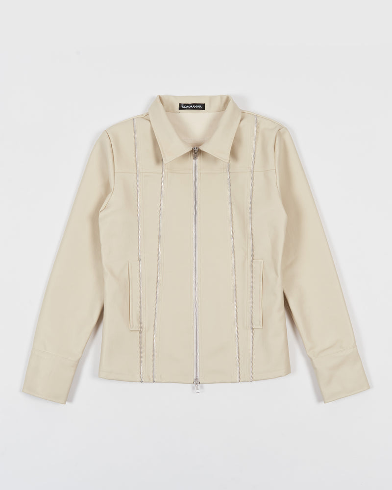 DENIM LINE ZIPPER JACKET (IVORY)