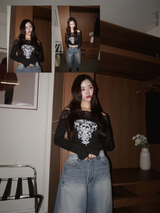 モイラブレースオフショルダーロングスリーブTシャツ