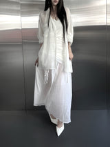 crinkle sheer overfit shirt (2color)