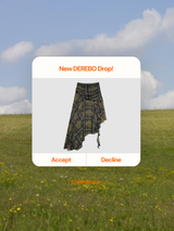 Prague Check Unbalanced Frill Midi Skirt
