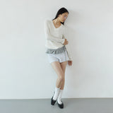 Wool V-neck daily long sleeve_ivory