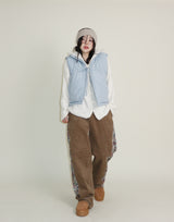Teddy Ribbon Knot High Neck Cropped Padded Vest (6 ounces)