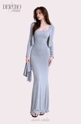Violet Sleeveless Long Dress Cardigan Set (REGULAR)