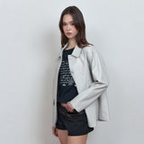 C ROSE-STITCH LEATHER JACKET_GREY