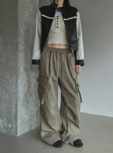 Bendy Zipper Diagonal Pocket Cargo Pants