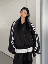 Tudi Diagonal Track Nylon Wind Jumper
