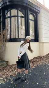 Heart Printed Long Sleeve Crop T-shirt