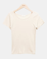 モジュ Uネック スリム ラウンド ショートスリーブ Tシャツ