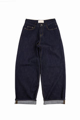 Non-fade slub low denim pants