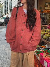 Wood Ribbed Pocket Knit Cardigan