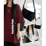 eyelet belt black shoulder cross bag