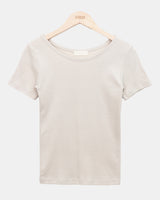 モジュ Uネック スリム ラウンド ショートスリーブ Tシャツ