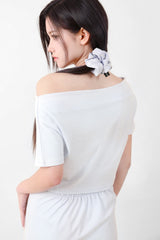 オフショルダースリットロングワンピース Sky Blue