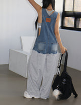 Patch Colored Denim Overall Overalls