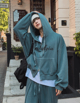 Stealth semi-crop pigment hoodie sweatshirt