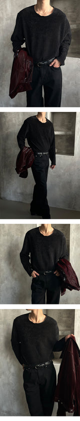 [UNISEX] Velvet round cutting knit (4color)
