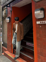 Slub tin curved demin pants