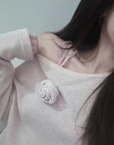 Loose Fit Corsage Knit Pink