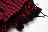 チェックバルーンスカートパンツ - Red
