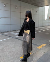 Rough denim long skirt