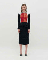 Draped Long Skirt _ BLACK