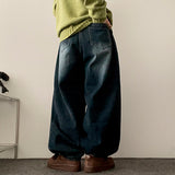 Nad side pin tuck snap wide denim pants