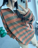 ストリッピードカラーボックスオーバーフィットロングスリーブ❤💙🩵🤎 カラー