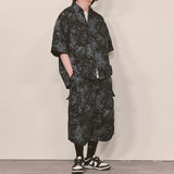 tiedye capri cargo shorts_black