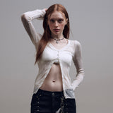 Wave Mesh Cardigan [Ivory]