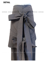 unbalanced side strap casual long skirt
